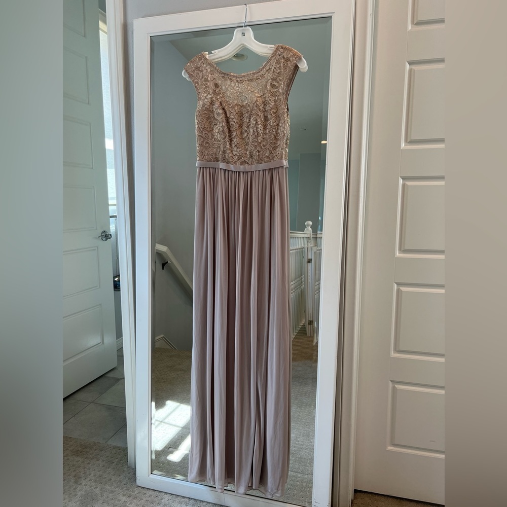 David’s Bridal champagne evening/bridesmaid dress, size 0